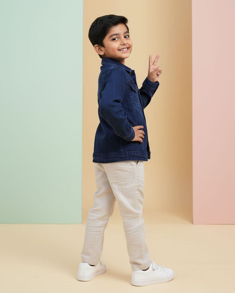 Stylish Boys Denim Shirt with Classic Button-down Design - Blue
