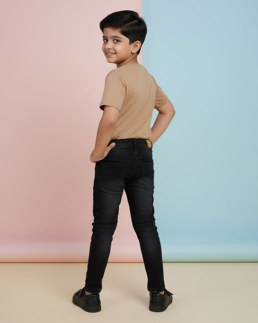 Boys Casual Stylish Printed T- Shirt - Brown