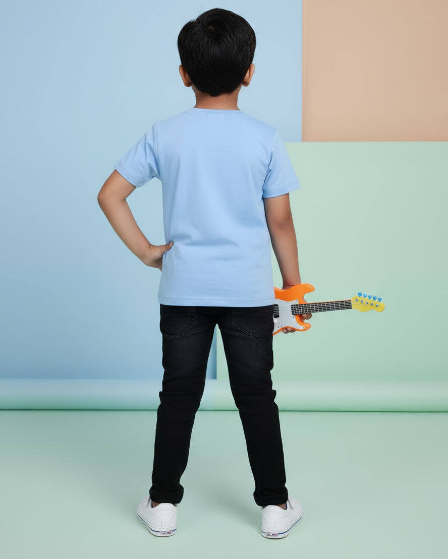 Boys Casual Stylish Printed T- Shirt - Blue-4