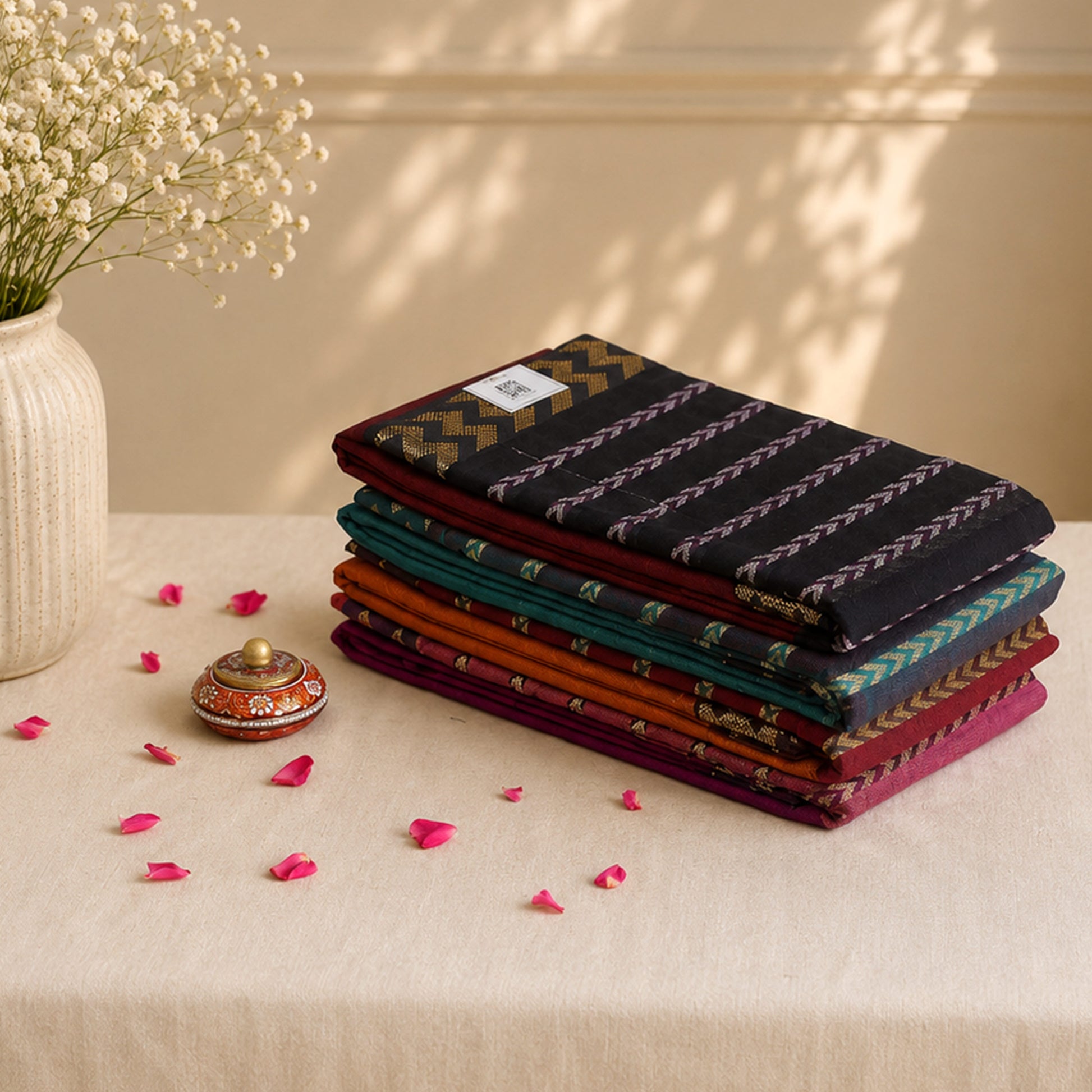 Mangalagiri Cotton Sarees  Traditional Woven Borders And Zari Motifs In Assorted Colors