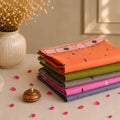 Multicolor Bengal Cotton Saree Collection With Orange Top Saree And Woven Details - Front View