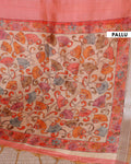 handcrafted-semi-chanderi-saree-with-floral-kalamkari-inspired-pallu-elegant-woven-border-peach