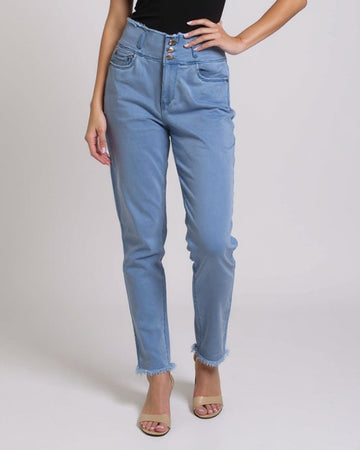 Women's High-Rise Frayed Hem Denim Jeans - Blue