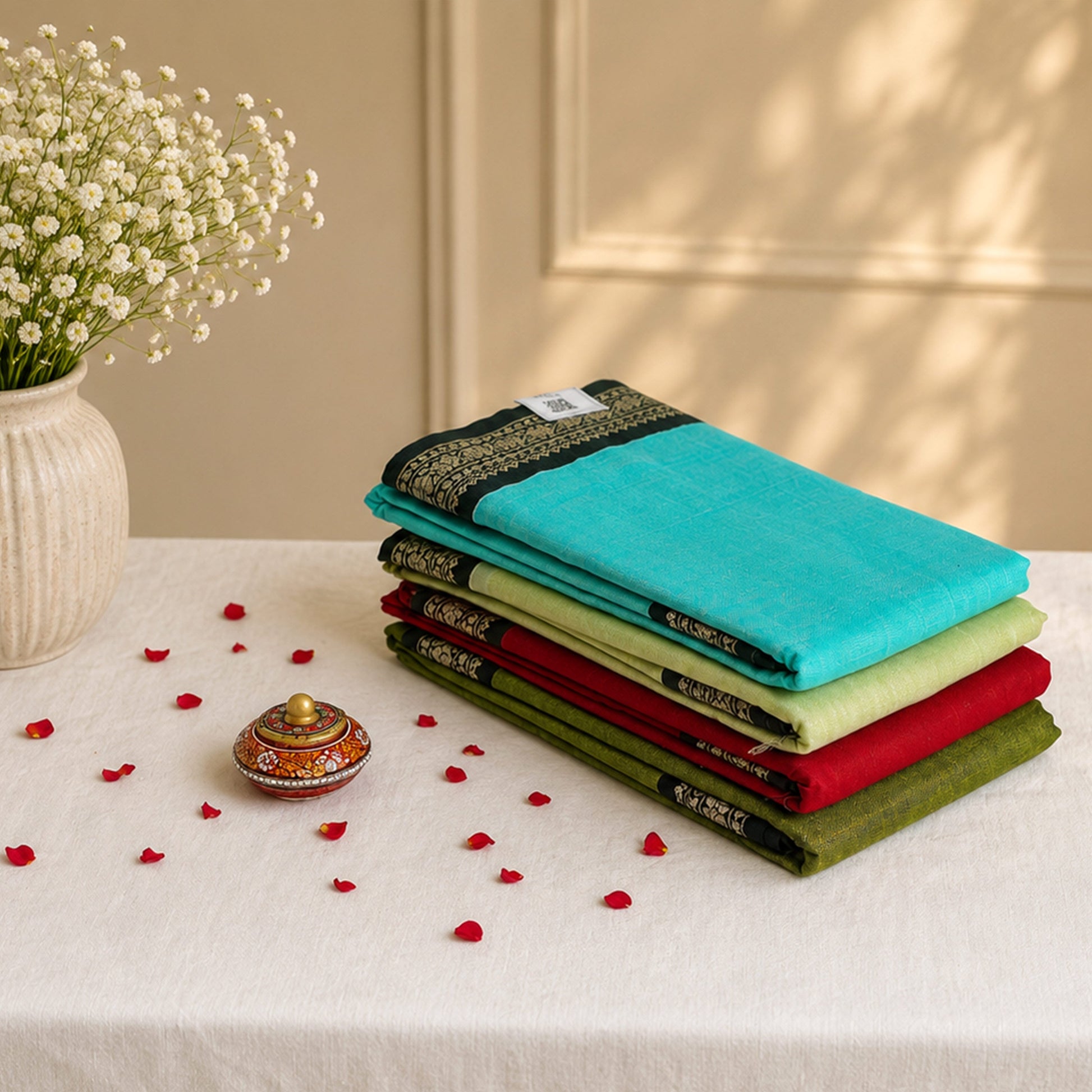 Mangalagiri Cotton Saree Collection With Traditional Zari Woven Borders And Timeless Handloom Elegance