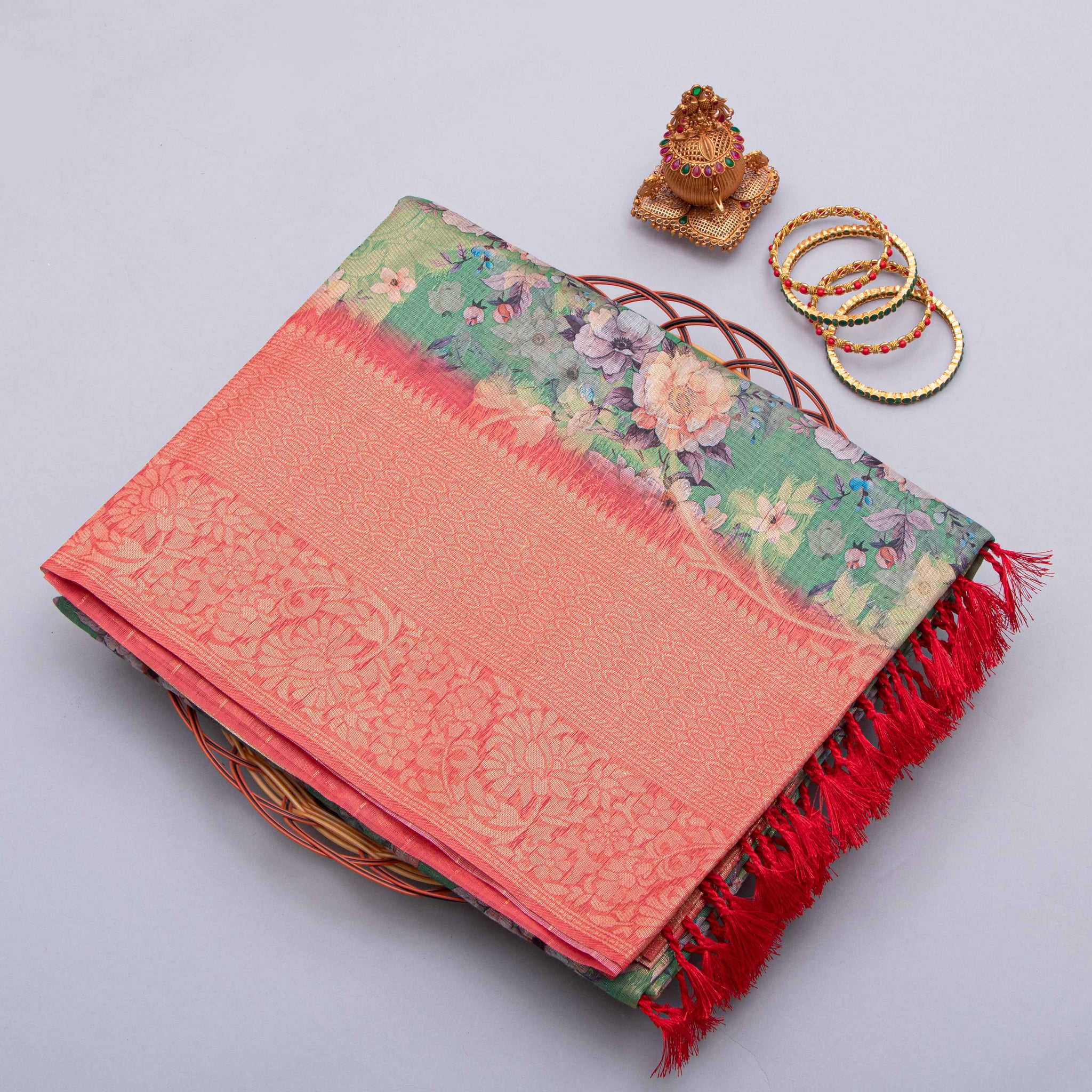 Green Color Fancy Silk Saree