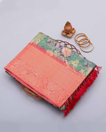 Green Color Fancy Silk Saree