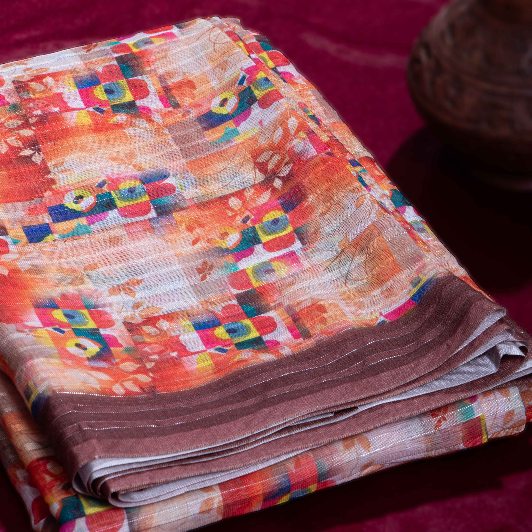 Orange Colour Cotton Saree