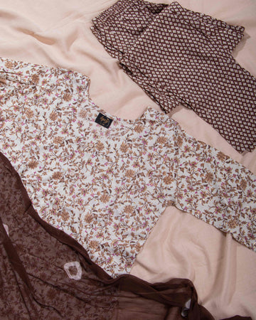 Women Cream Colour Readymade Salwar Set