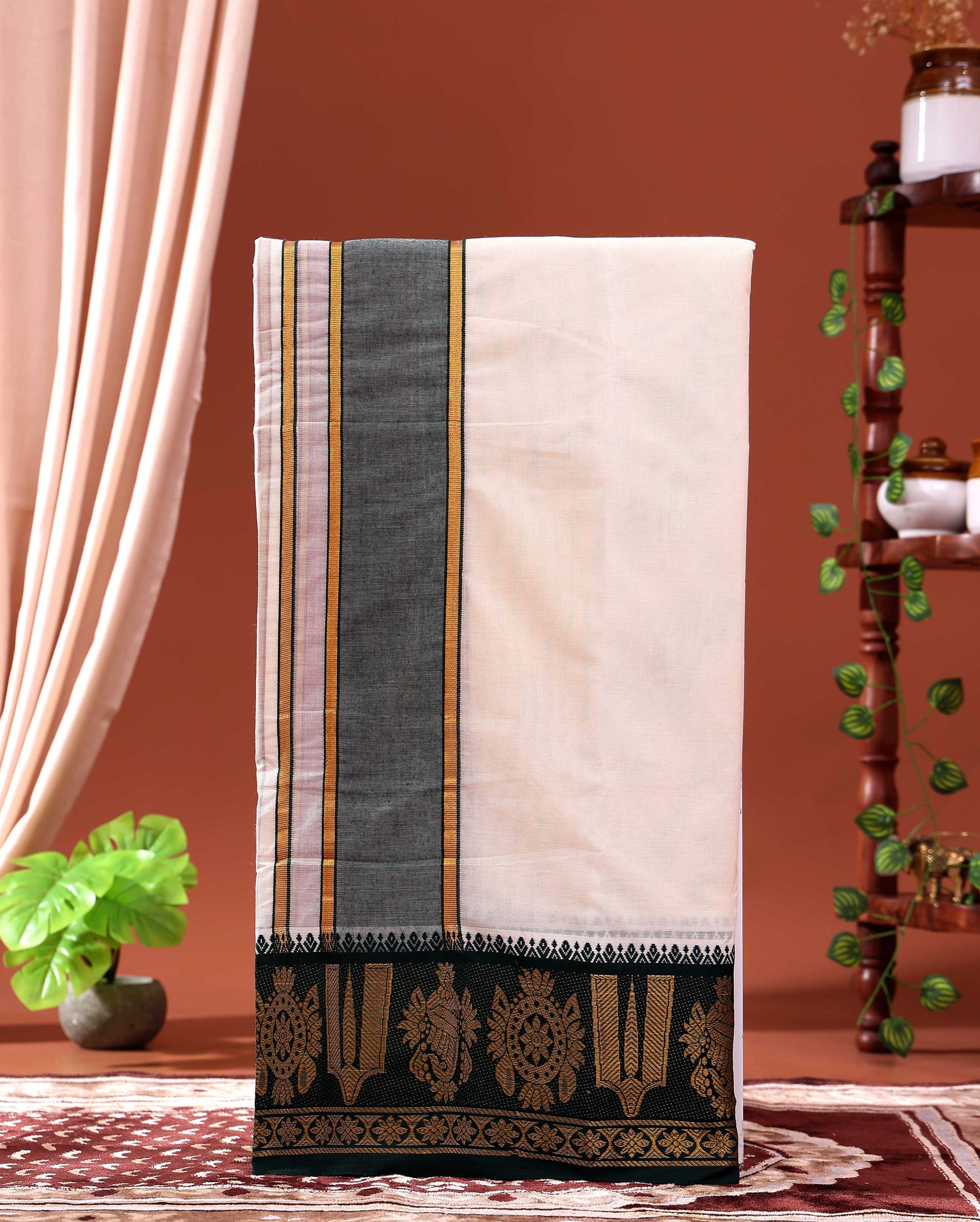 men-s-traditional-handloom-10-6-meter-cotton-dhoti-with-multi-border-off-white-eleven