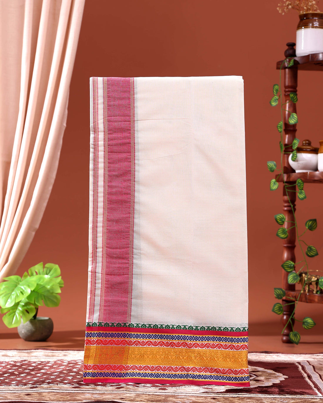 men-s-traditional-handloom-4-meter-cotton-dhoti-with-multi-border-off-white-Six