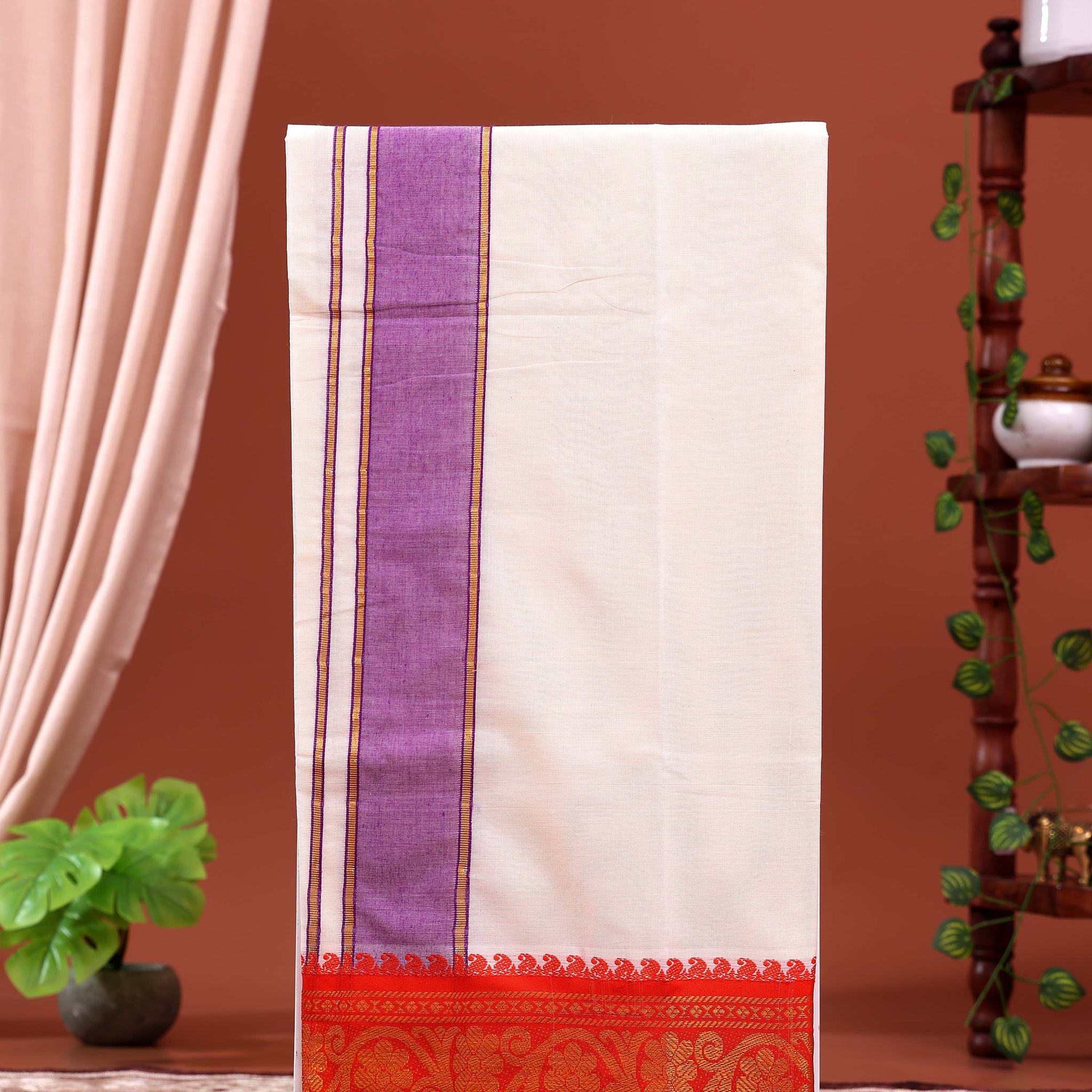 men-s-traditional-handloom-4-meter-cotton-dhoti-with-red-border-off-white-one