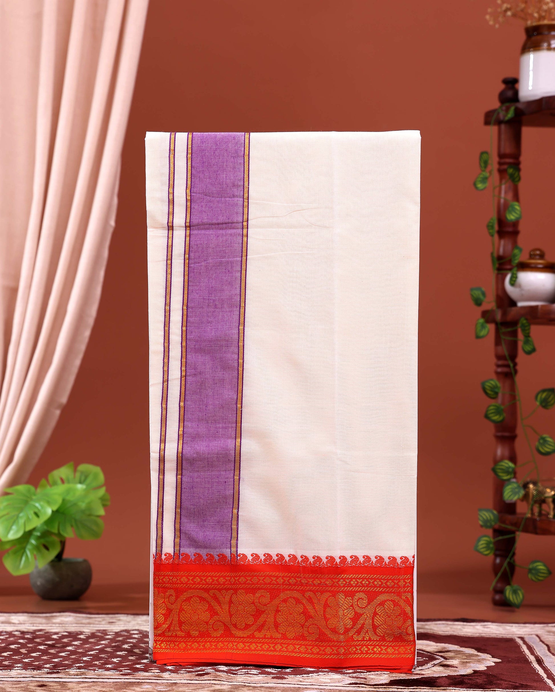 men-s-traditional-handloom-4-meter-cotton-dhoti-with-red-border-off-white-one