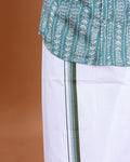 mens-full-sleeve-shirt-and-traditional-dhoti-set-with-designer-border-green-one