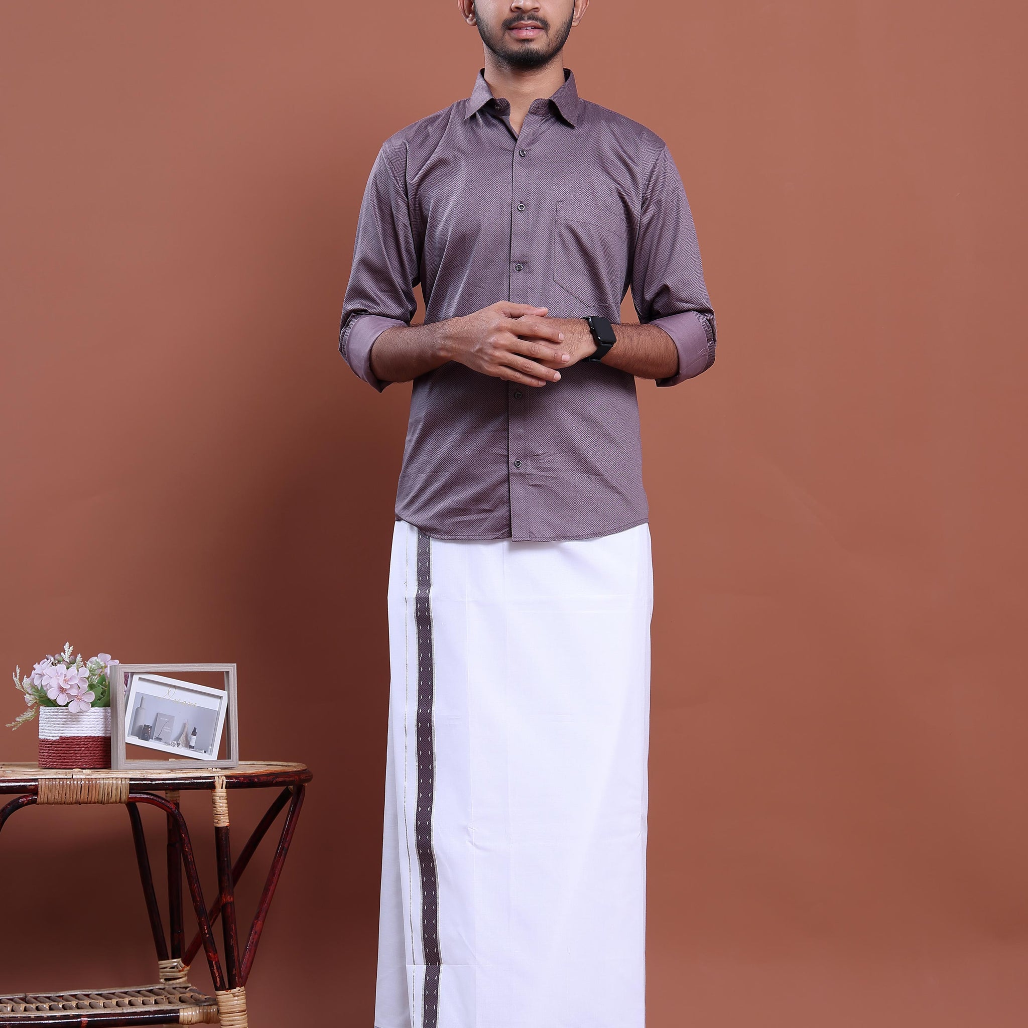 mens-full-sleeve-shirt-and-traditional-dhoti-set-with-designer-border-purple