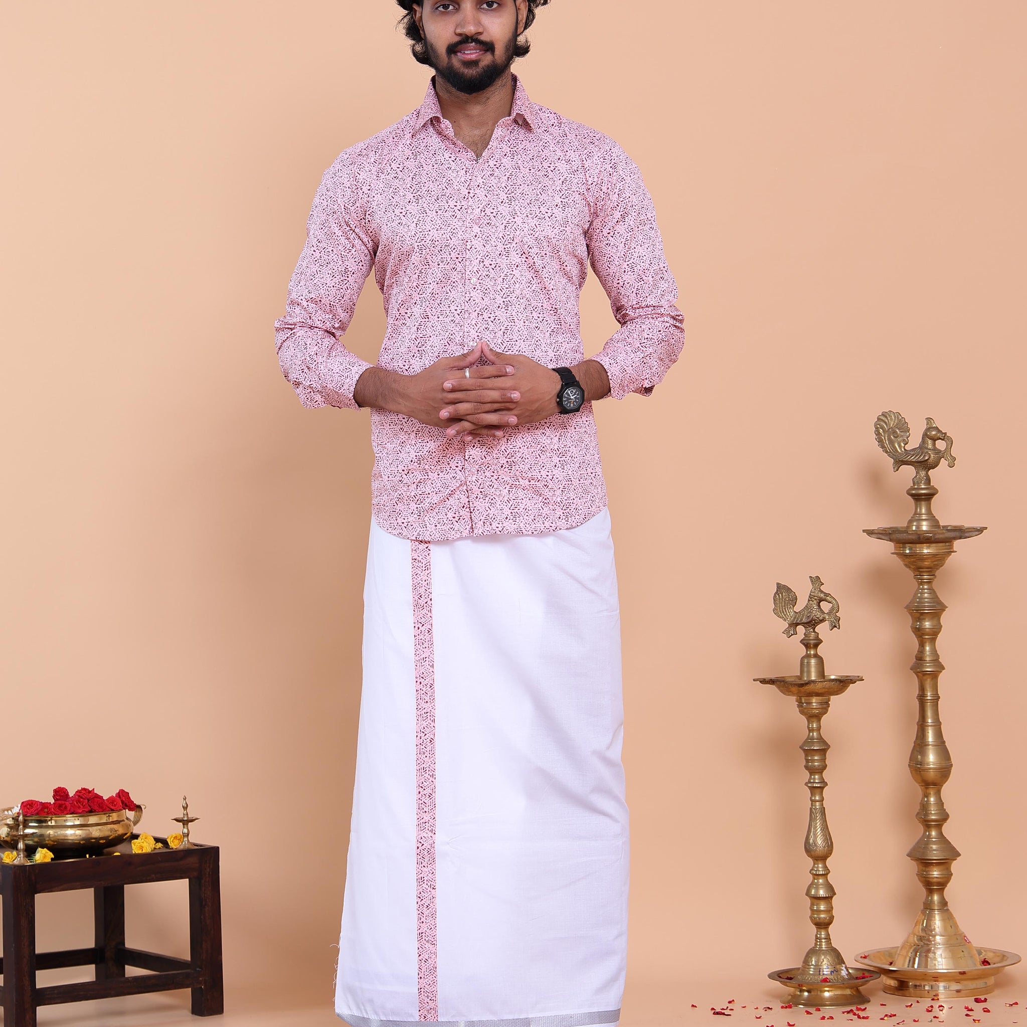 mens-full-sleeve-shirt-and-traditional-dhoti-set-with-woven-border-pink-two