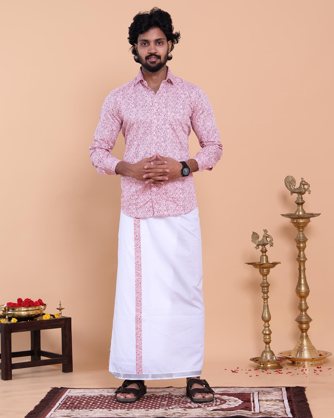mens-full-sleeve-shirt-and-traditional-dhoti-set-with-woven-border-pink-two