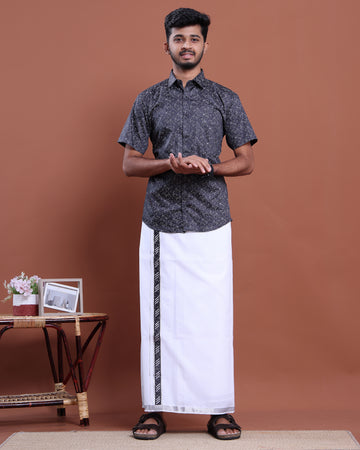 mens-half-sleeve-shirt-and-traditional-dhoti-set-with-designer-border-navy-blue-one