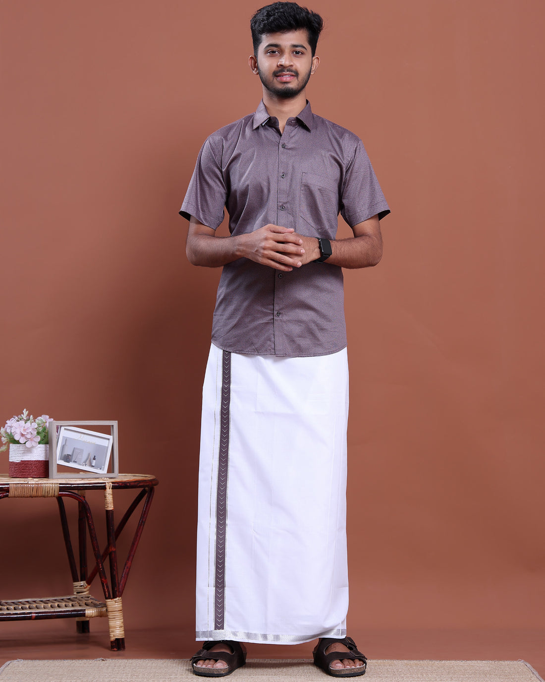 mens-half-sleeve-shirt-and-traditional-dhoti-set-with-designer-border-purple-one