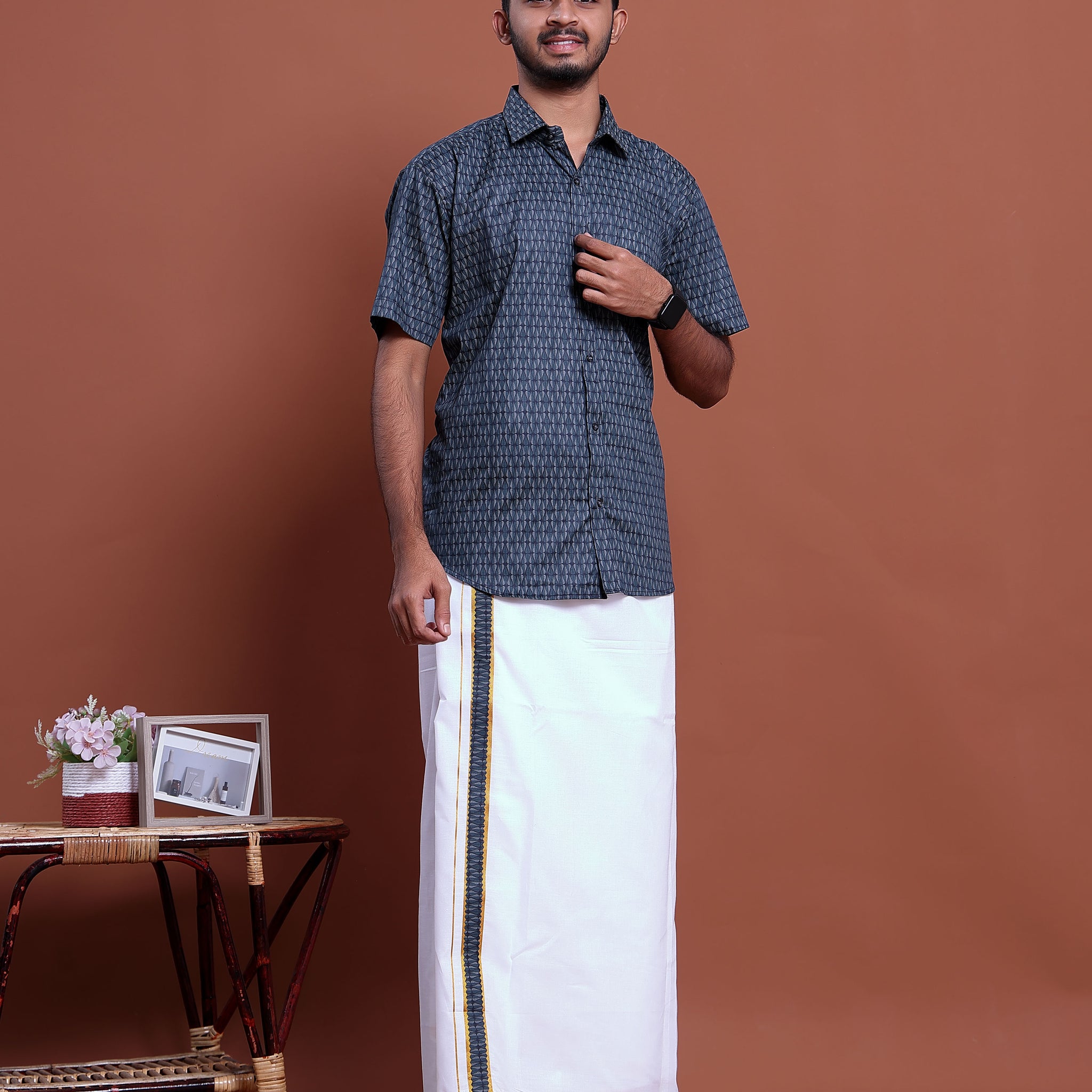 mens-printed-half-sleeve-shirt-and-traditional-dhoti-set-with-designer-border-blue-one