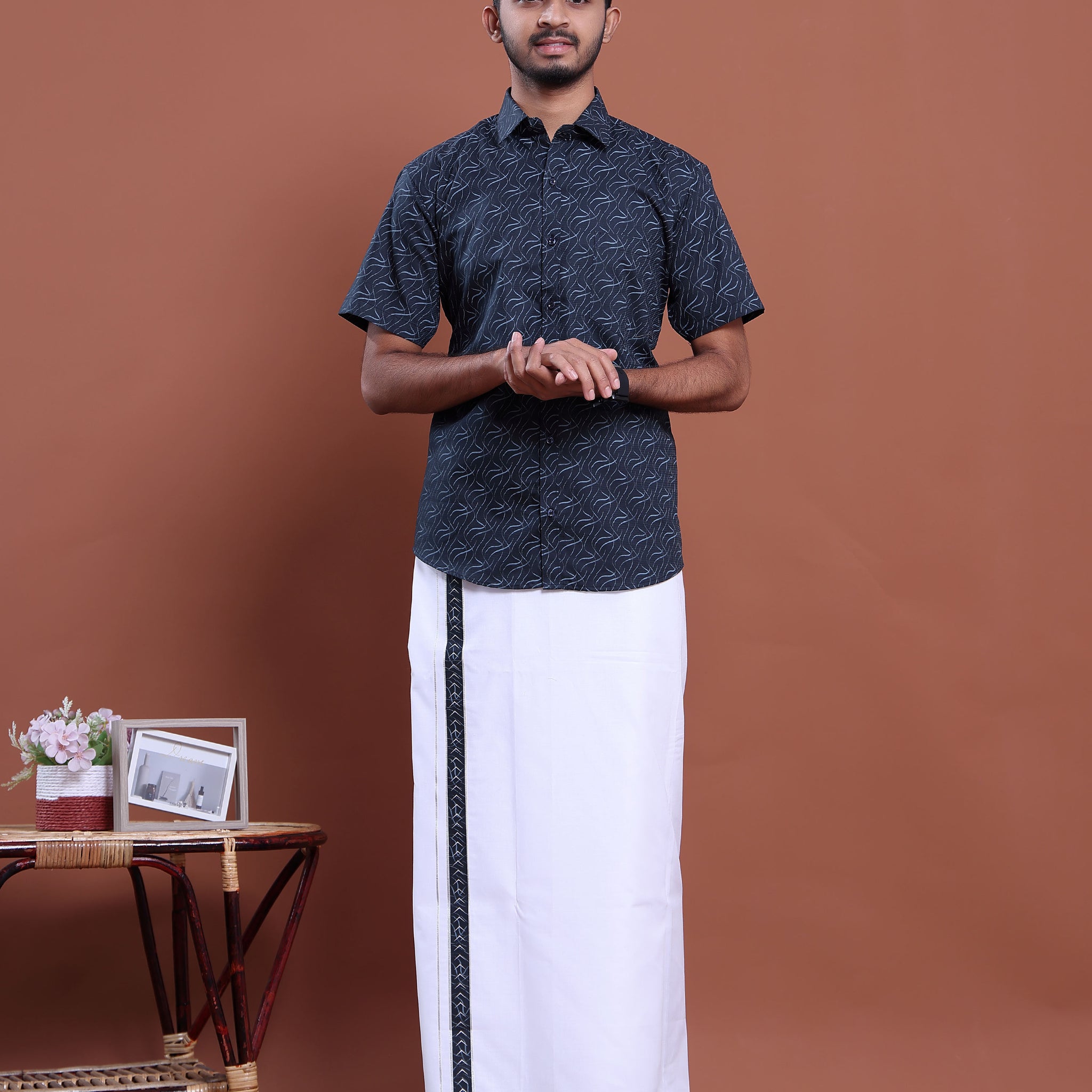 mens-printed-half-sleeve-shirt-and-traditional-dhoti-set-with-designer-border-navy-blue-four