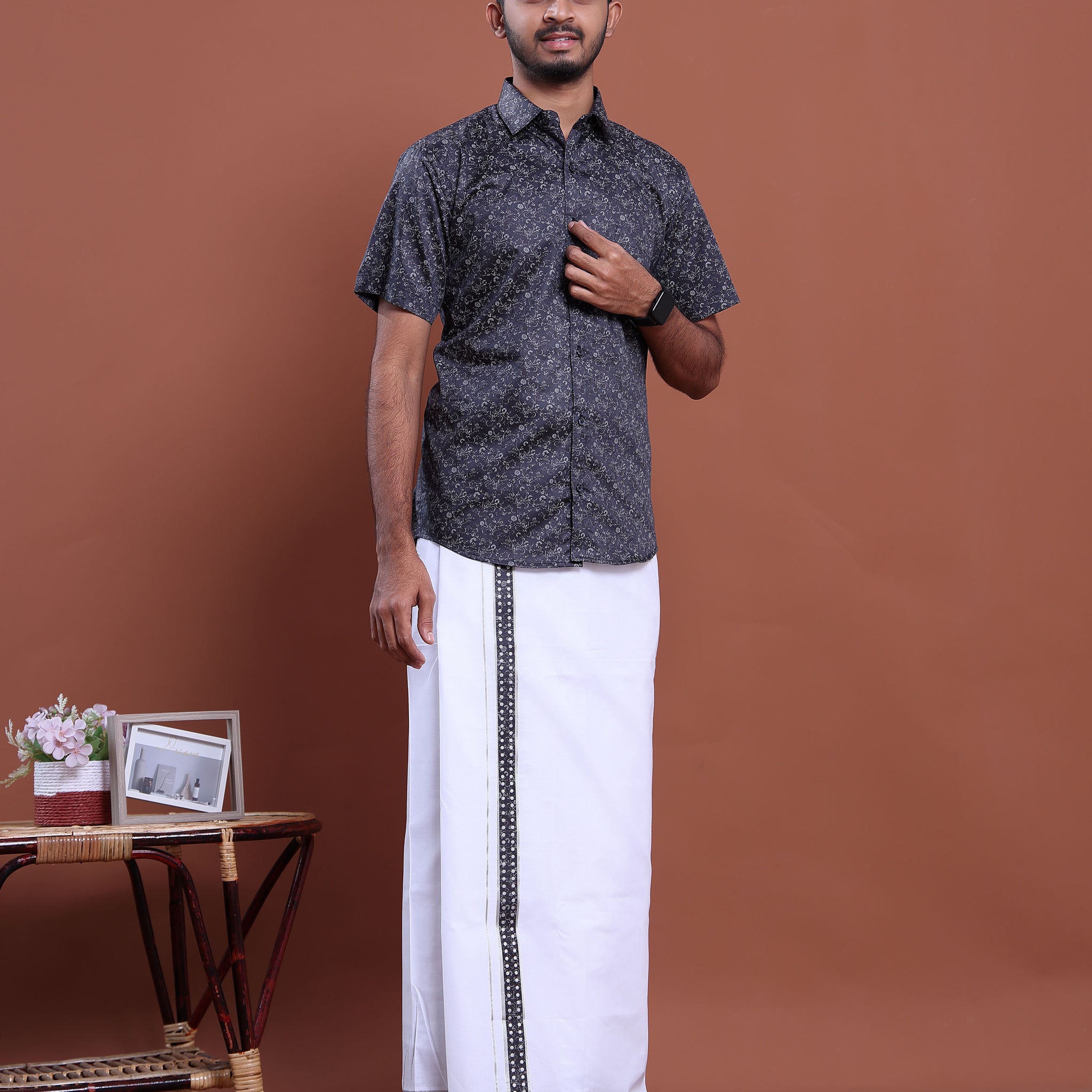 mens-printed-half-sleeve-shirt-and-traditional-dhoti-set-with-designer-border-navy-blue-one