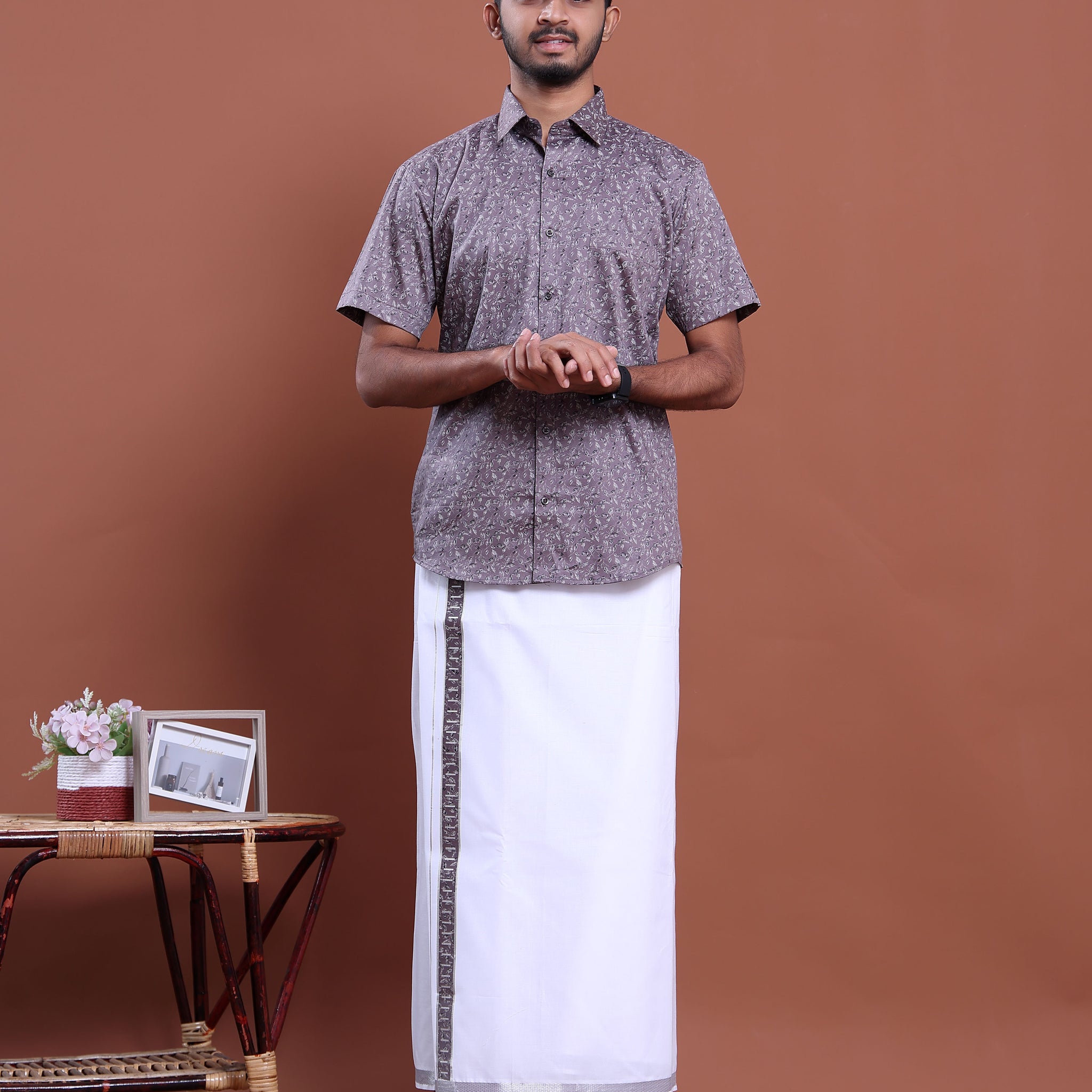 mens-printed-half-sleeve-shirt-and-traditional-dhoti-set-with-designer-border-purple-one