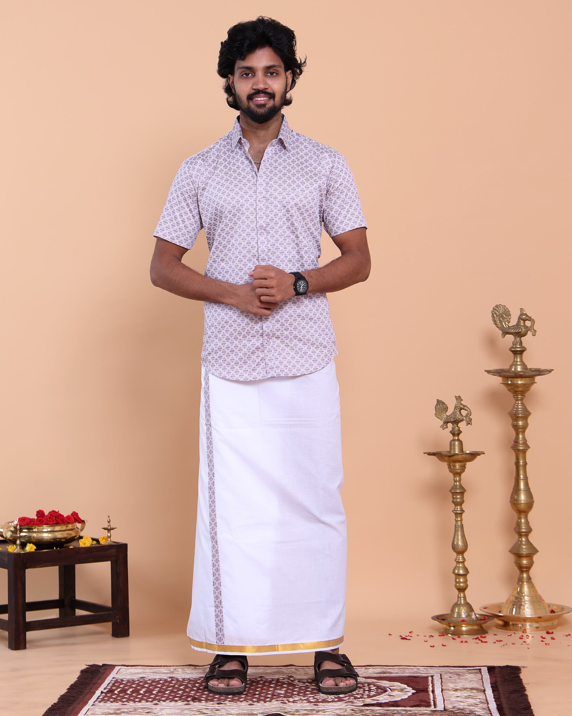 mens-printed-shirt-and-traditional-dhoti-set-with-elegant-zari-border-lavender-one