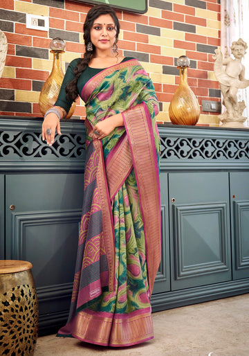 Green Color Fancy Silk Saree
