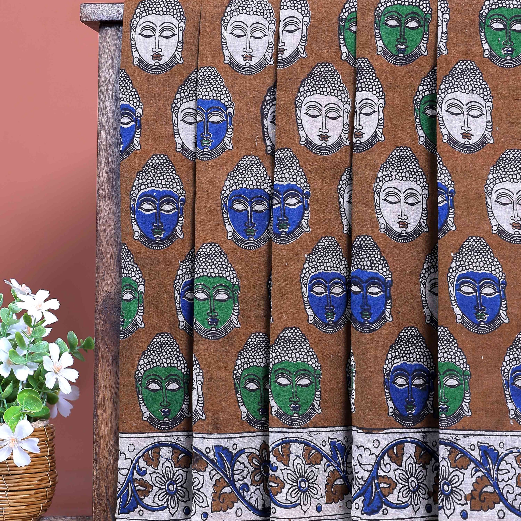 traditional-handloom-kalamkari-cotton-saree-with-hand-painted-buddha-motifs-brown