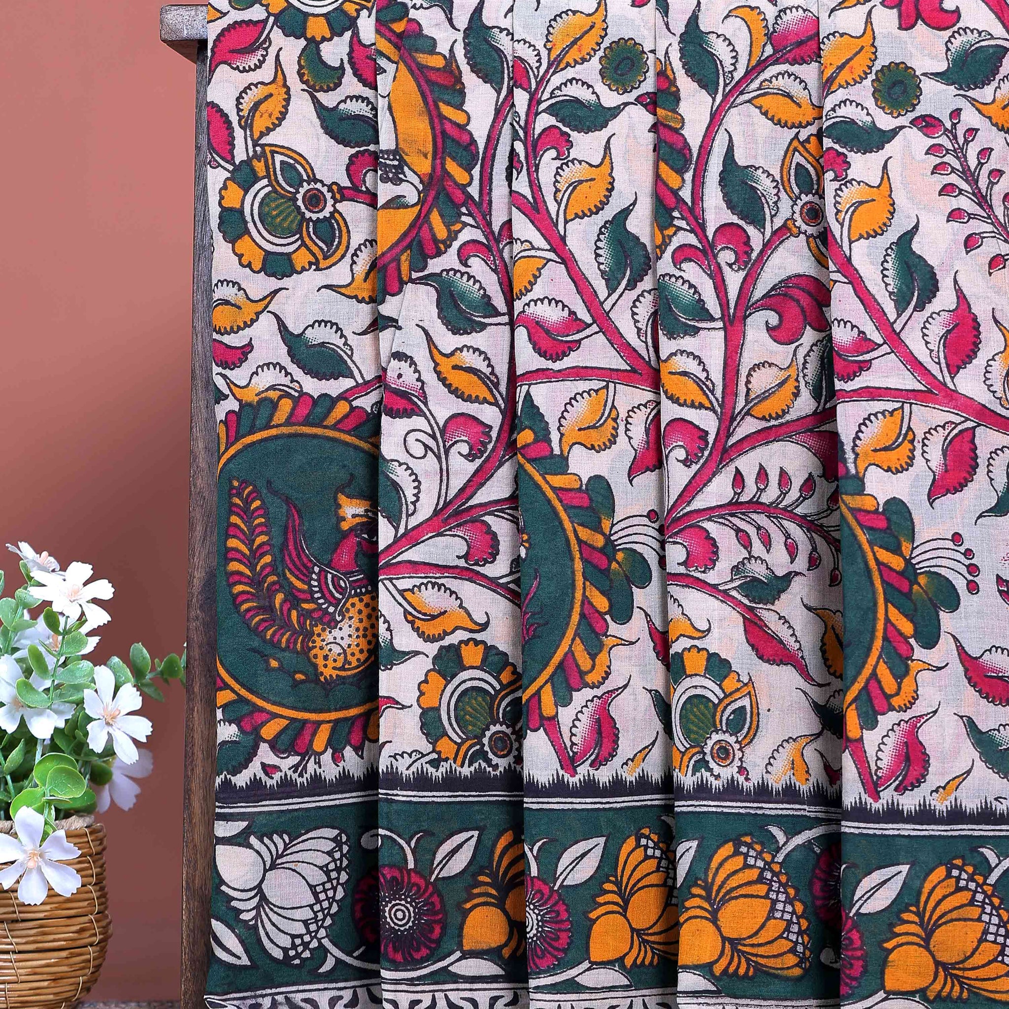 traditional-handloom-kalamkari-cotton-saree-with-intricate-floral-and-avian-motifs-off-white-one