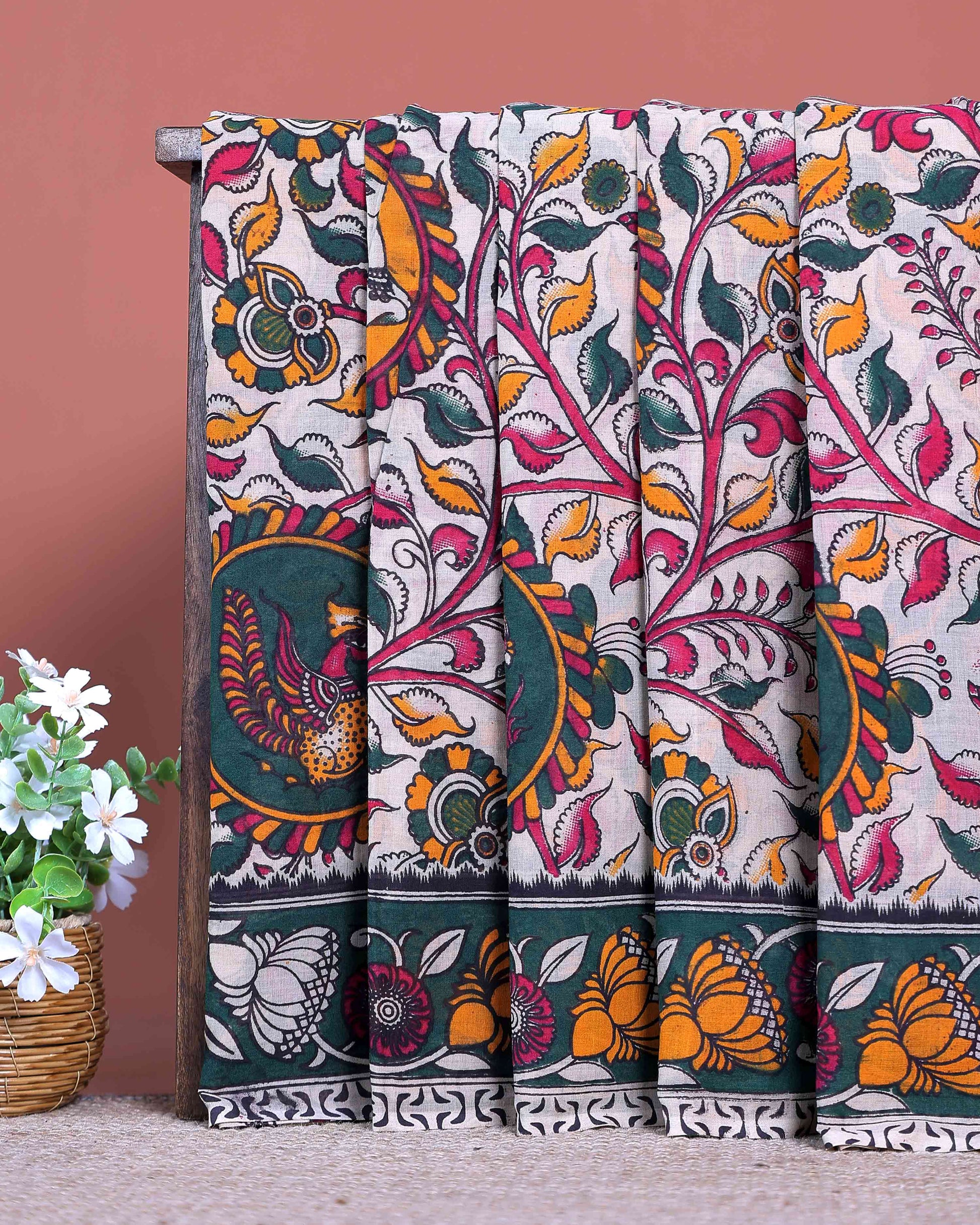 traditional-handloom-kalamkari-cotton-saree-with-intricate-floral-and-avian-motifs-off-white-one