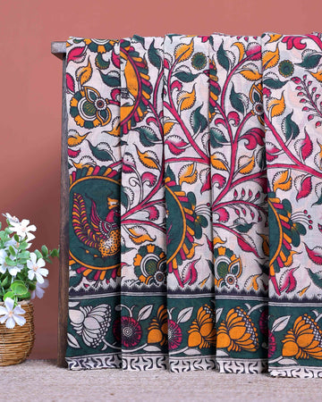 traditional-handloom-kalamkari-cotton-saree-with-intricate-floral-and-avian-motifs-off-white-one
