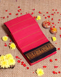 traditional-sungudi-cotton-saree-with-striped-body-and-rich-zari-border-pink-one