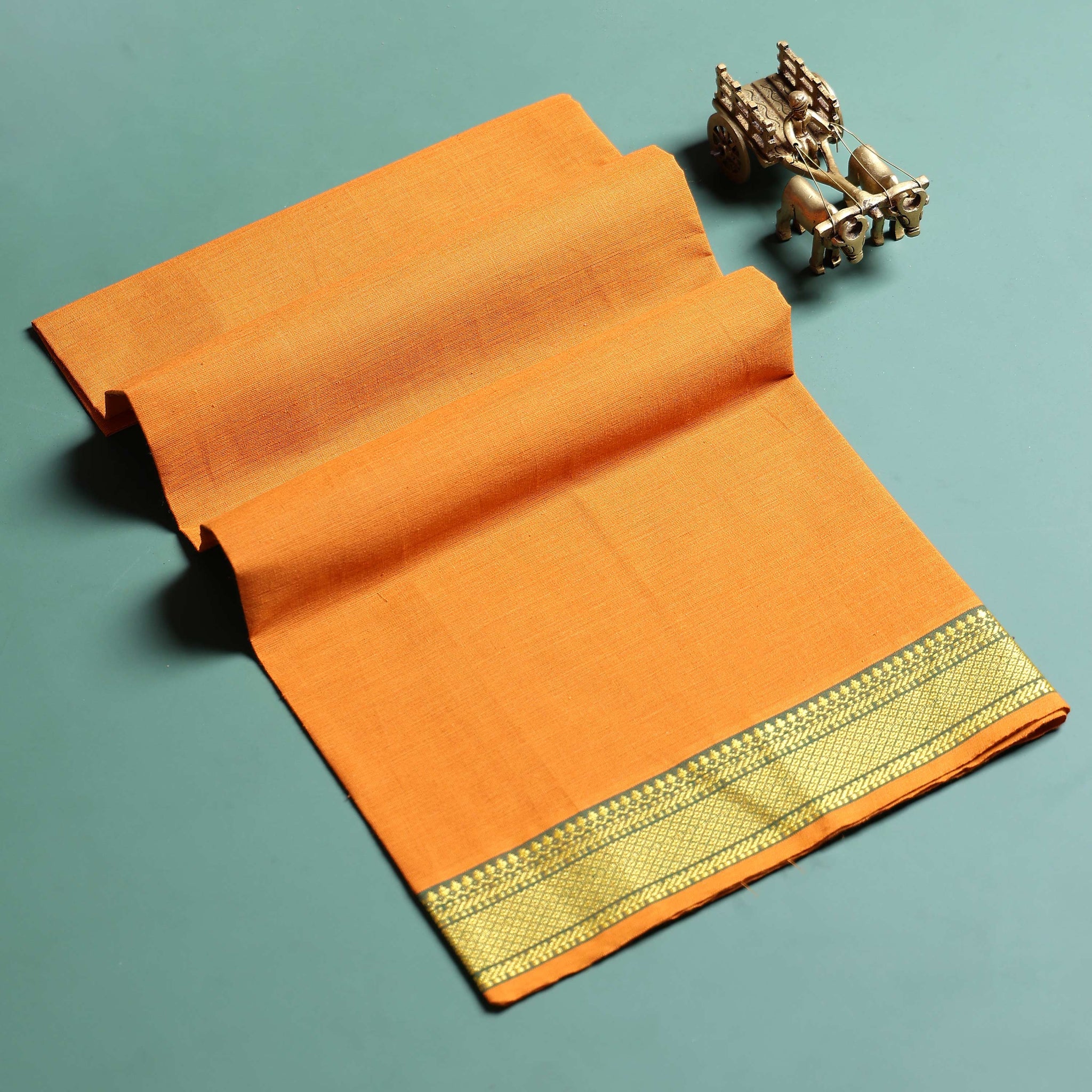 traditional-women-cotton-1-meter-blouse-material-with-traditional-woven-zari-border-orange-one