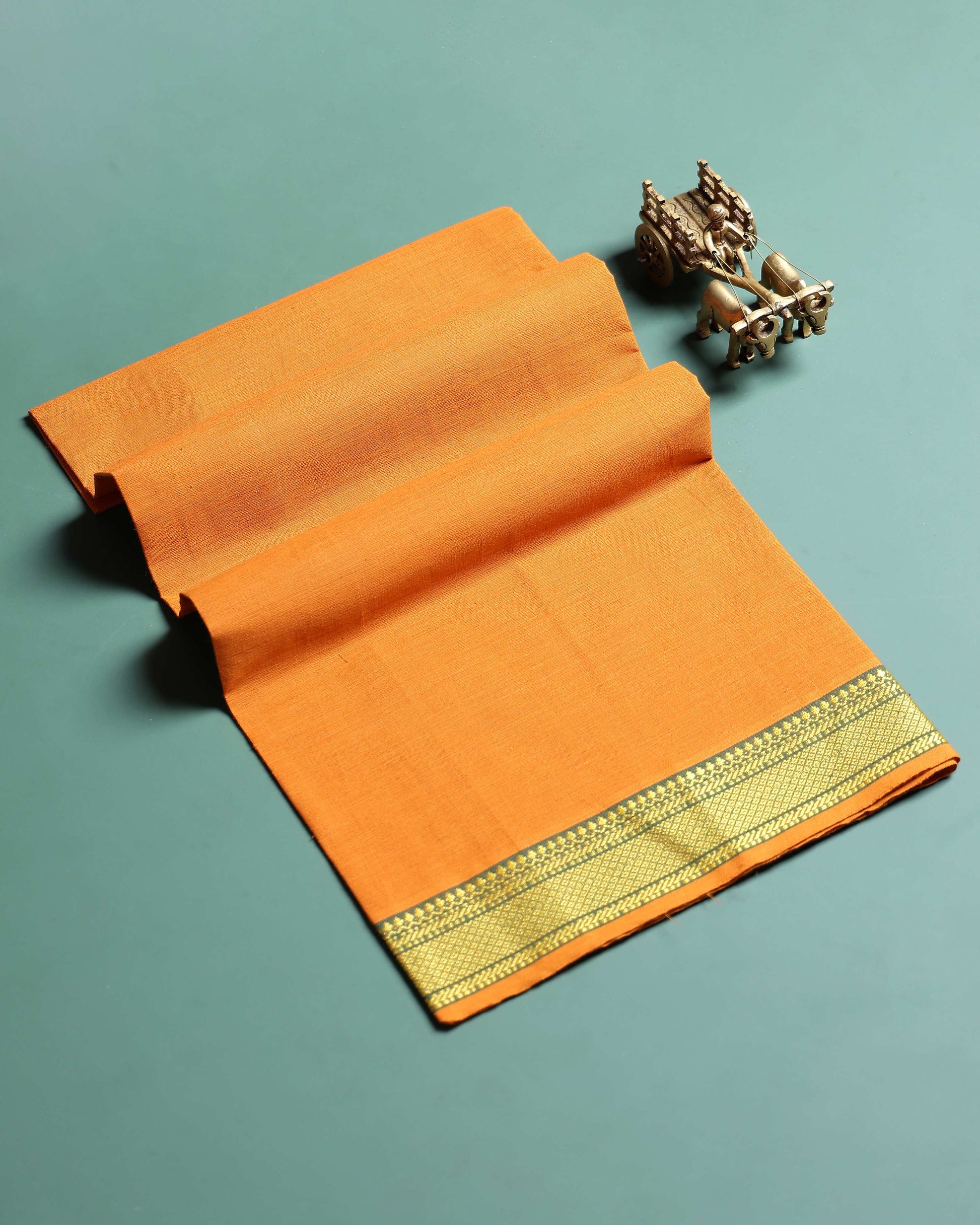 traditional-women-cotton-1-meter-blouse-material-with-traditional-woven-zari-border-orange-one