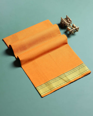 traditional-women-cotton-1-meter-blouse-material-with-traditional-woven-zari-border-orange-one