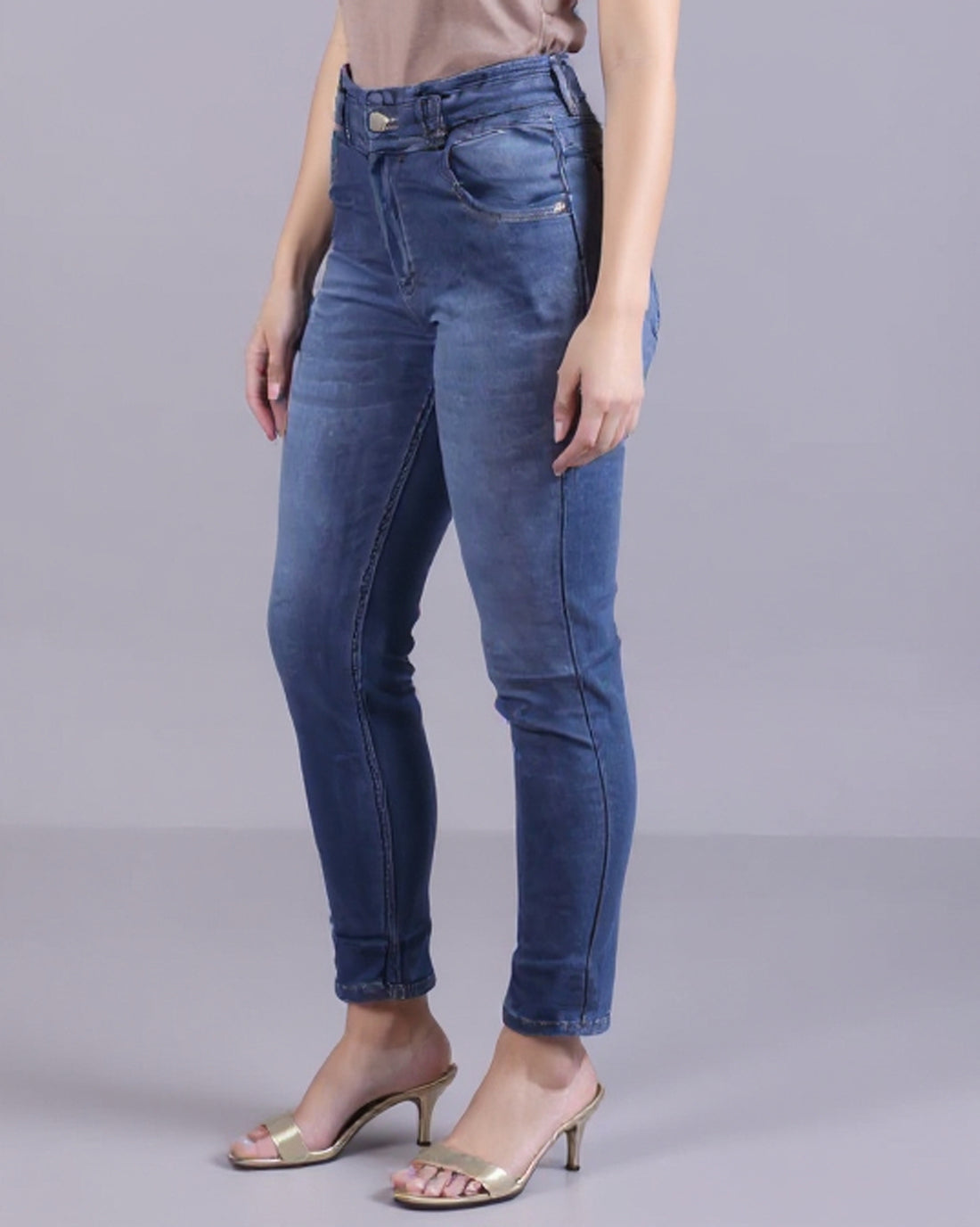 Women's High-Rise Skinny Fit Stretchable Jeans - Grey