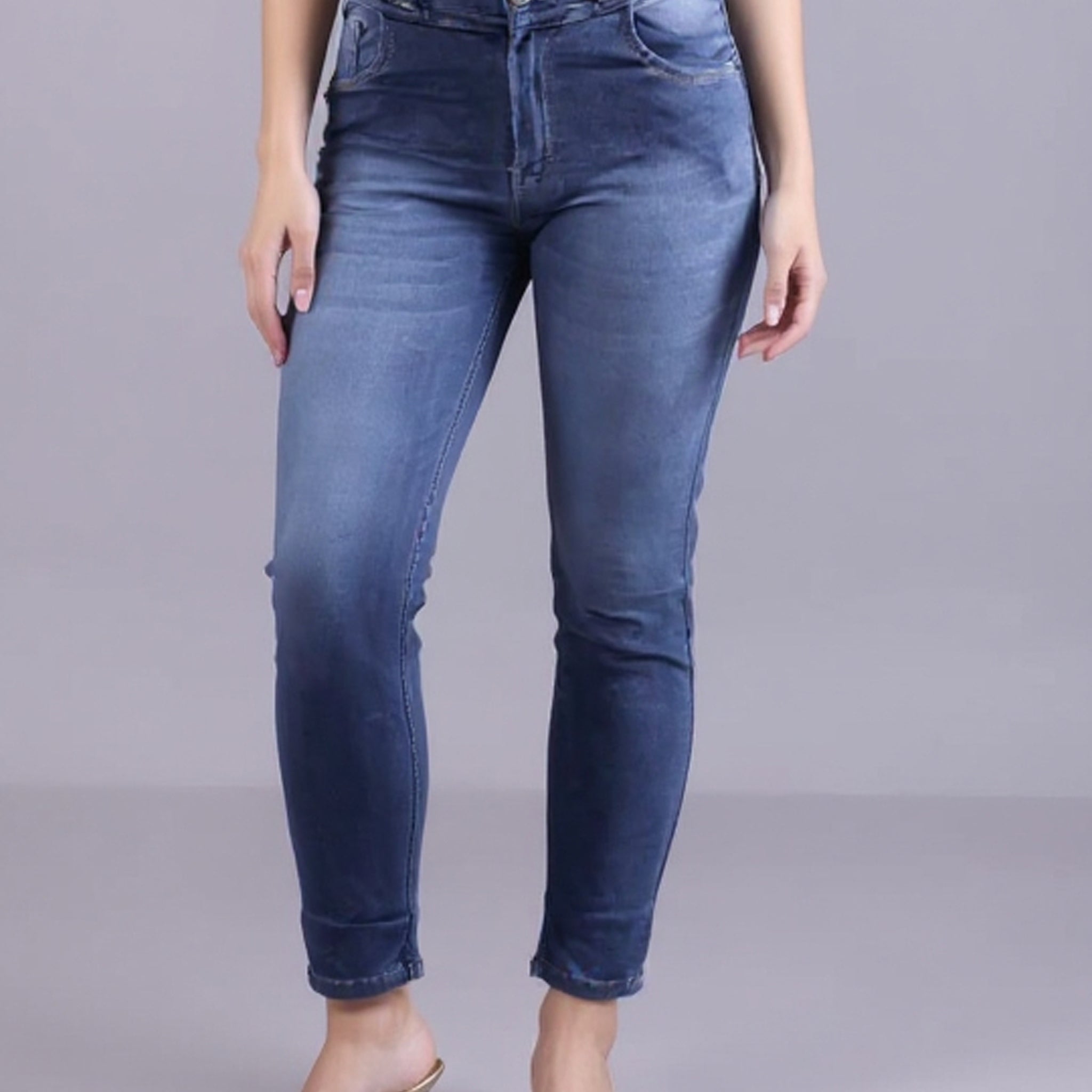 Women's High-Rise Skinny Fit Stretchable Jeans - Grey