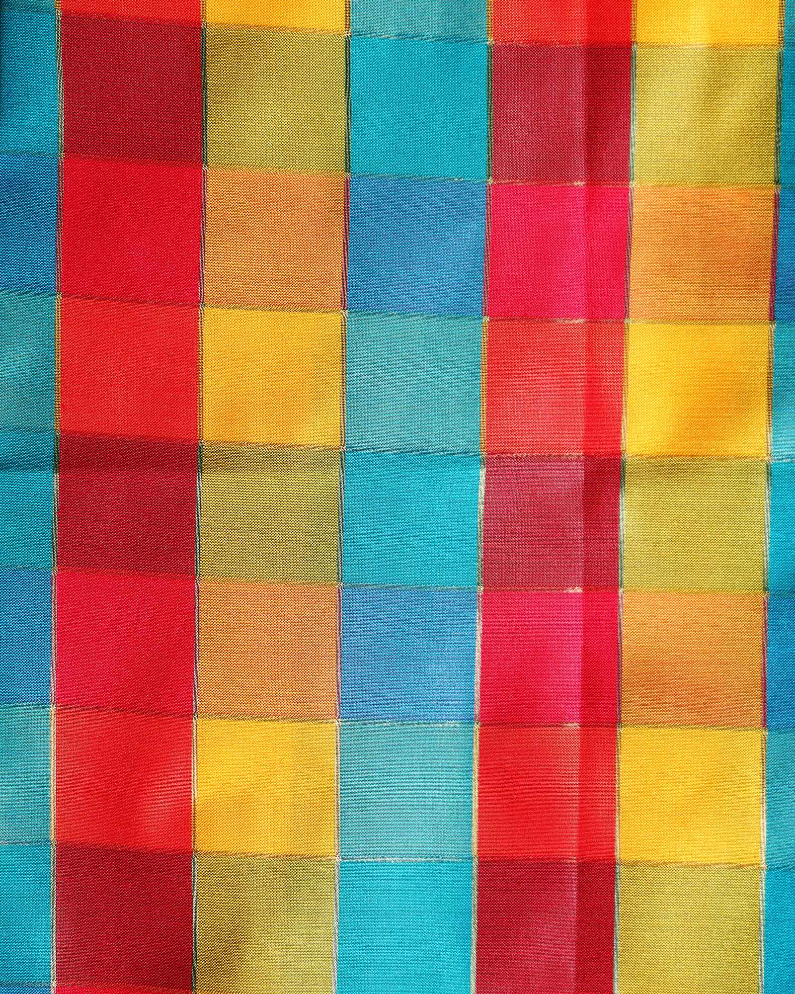 womens-traditional-checked-1-meter-blouse-material-with-soft-finish-multi-four