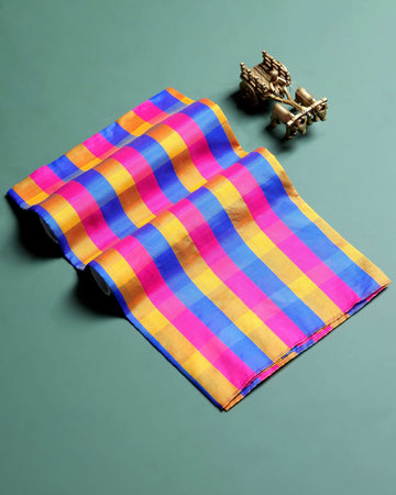 womens-traditional-checked-1-meter-blouse-material-with-soft-finish-multi-fifteen