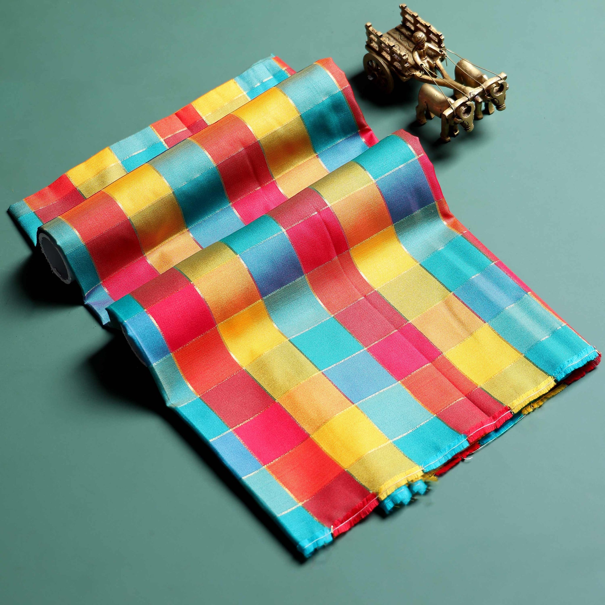 womens-traditional-checked-1-meter-blouse-material-with-soft-finish-multi-four