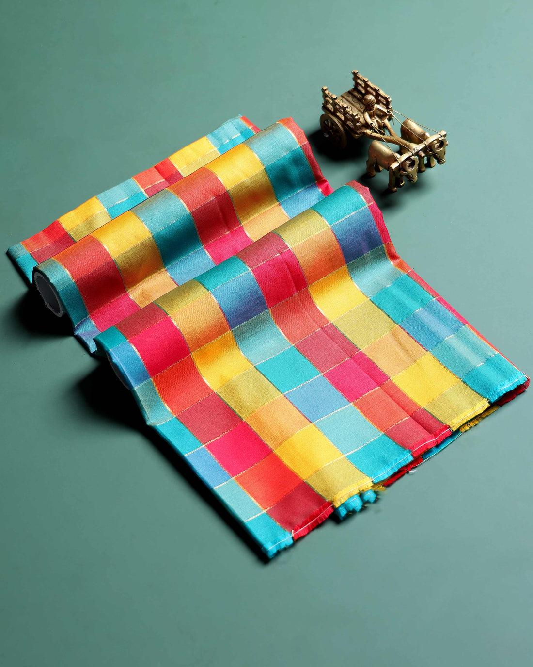 womens-traditional-checked-1-meter-blouse-material-with-soft-finish-multi-four