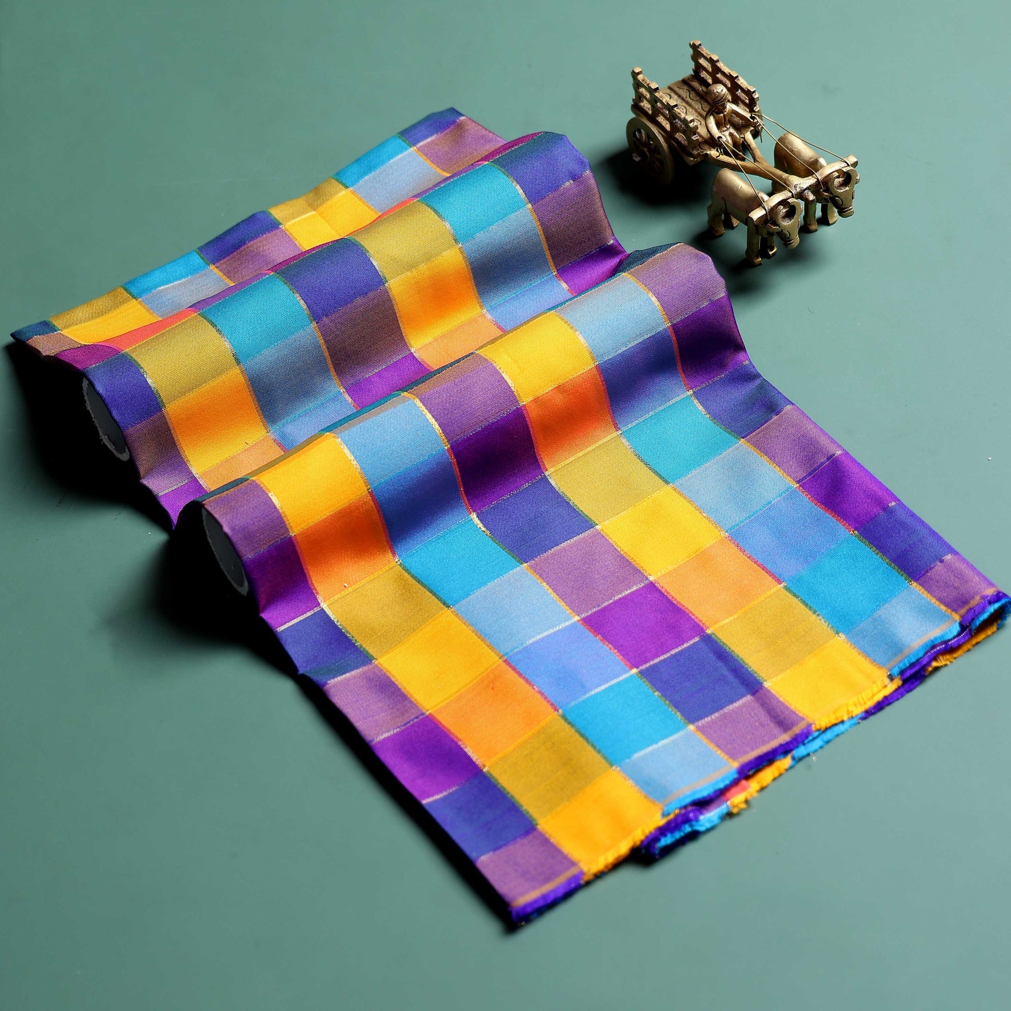 womens-traditional-checked-1-meter-blouse-material-with-soft-finish-multi-two