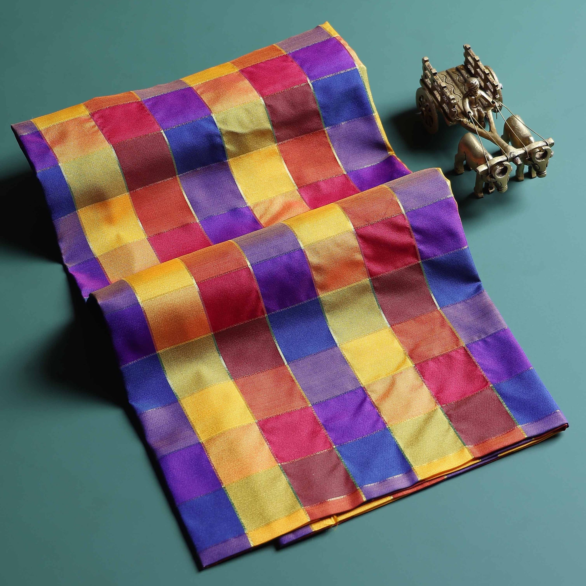 womens-traditional-checked-blouse-material-with-soft-finish-multi-four